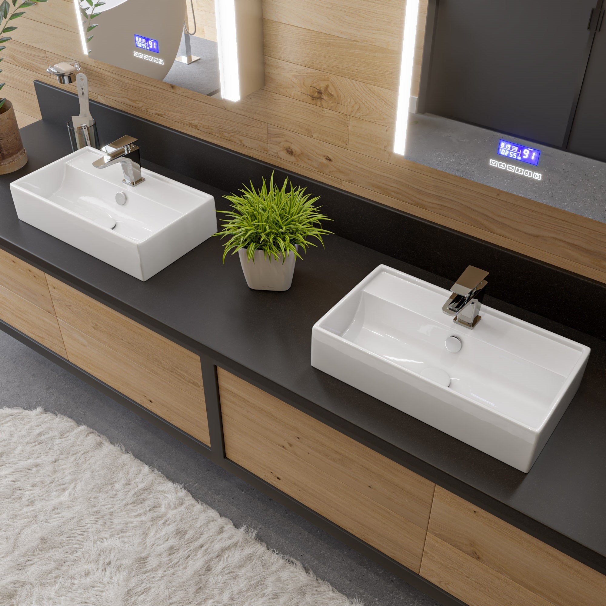 ALFI Brand - White 22" Rectangular Wall Mounted Ceramic Sink with Faucet Hole | ABC122 ALFI Brand - White 22" Rectangular Wall Mounted Ceramic Sink with Faucet Hole | ABC122