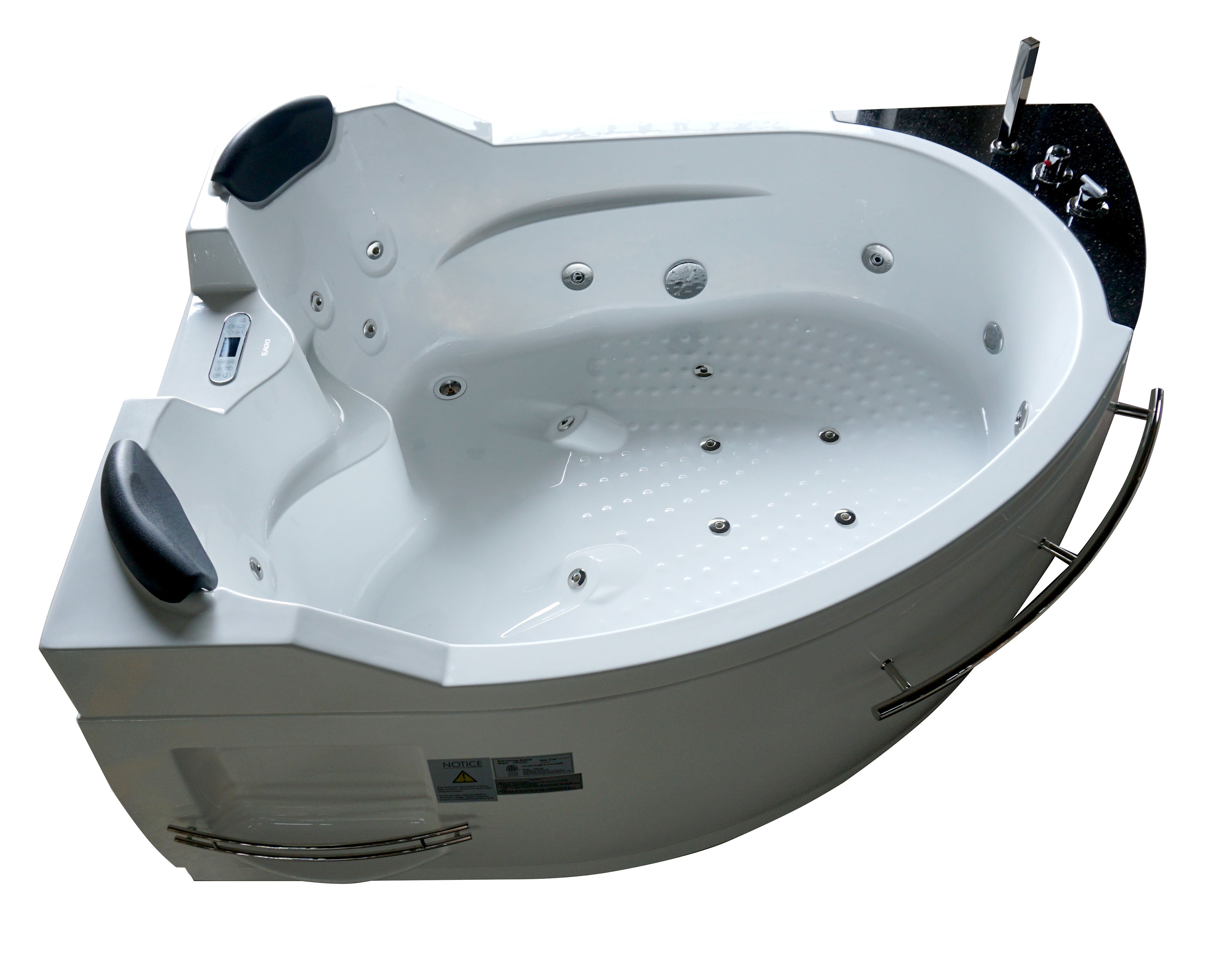 EAGO - 5.5 ft Right Corner Acrylic White Whirlpool Bathtub for Two | AM113ETL-R EAGO - 5.5 ft Right Corner Acrylic White Whirlpool Bathtub for Two | AM113ETL-R