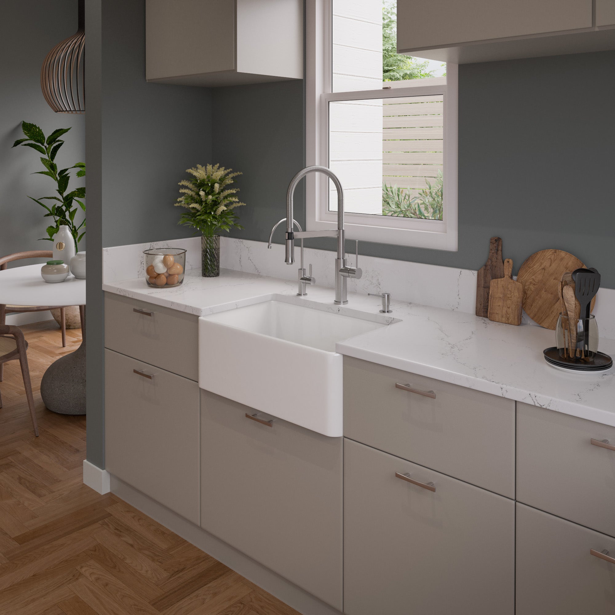 ALFI Brand - 30" White Thin Wall Single Bowl Smooth Apron Fireclay Kitchen Farm Sink | ABF3018-W ALFI Brand - 30" White Thin Wall Single Bowl Smooth Apron Fireclay Kitchen Farm Sink | ABF3018-W