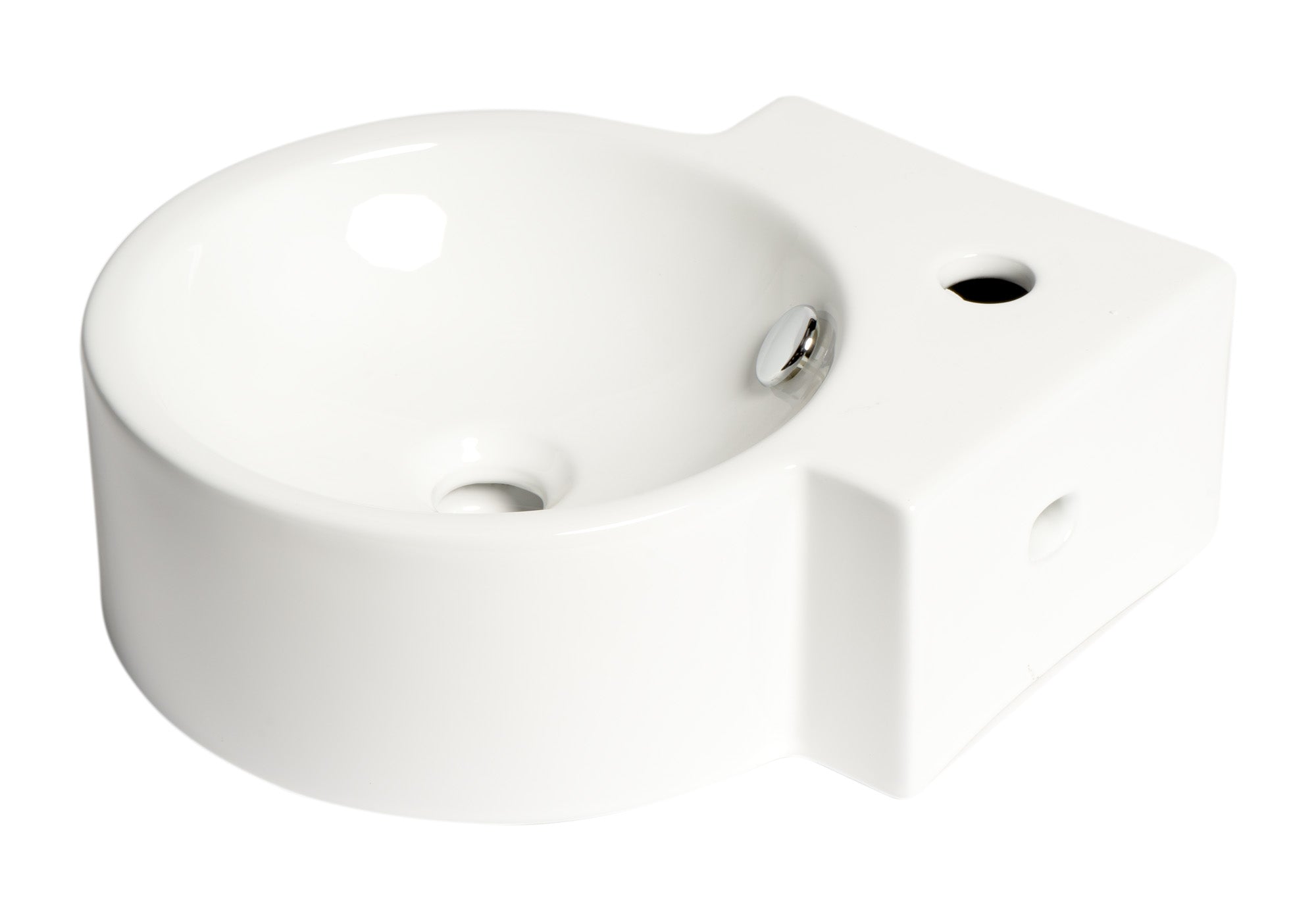 ALFI Brand - White 17" Tiny Corner Wall Mounted Ceramic Sink with Faucet Hole | ABC121 ALFI Brand - White 17" Tiny Corner Wall Mounted Ceramic Sink with Faucet Hole | ABC121