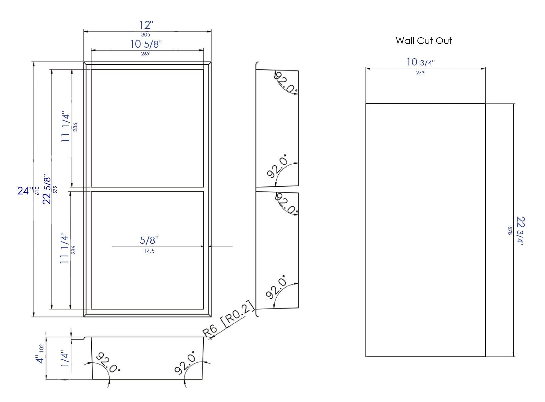 ALFI Brand - 12 x 24 White Matte Stainless Steel Vertical Double Shelf Bath Shower Niche | ABNC1224-W ALFI Brand - 12 x 24 White Matte Stainless Steel Vertical Double Shelf Bath Shower Niche | ABNC1224-W