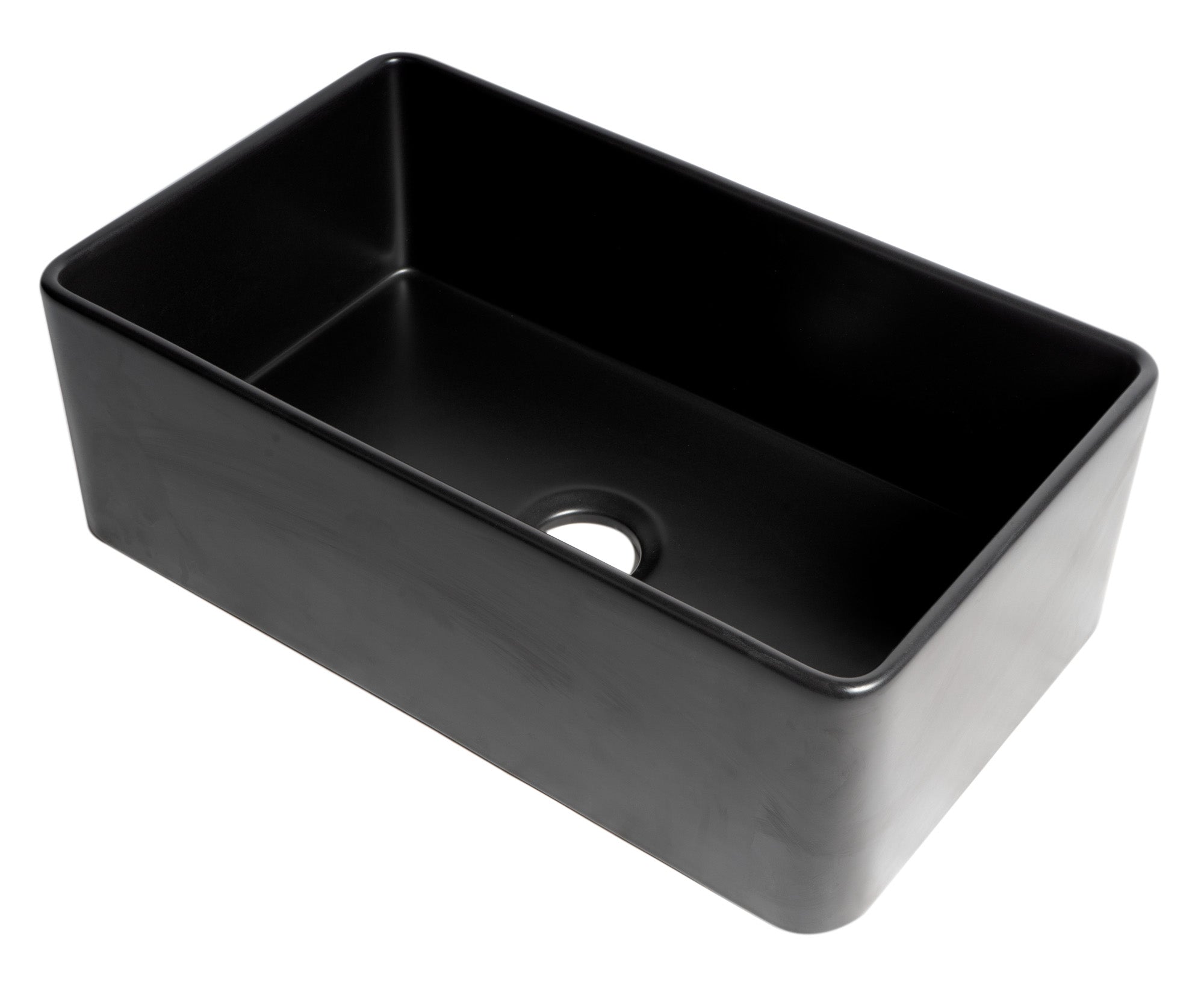 ALFI Brand - Black Matte Smooth Apron 30" x 18" Single Bowl Fireclay Farm Sink | ABF3018-BM ALFI Brand - Black Matte Smooth Apron 30" x 18" Single Bowl Fireclay Farm Sink | ABF3018-BM