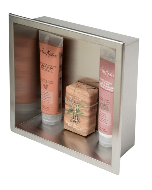 ALFI Brand - 12 x 12 Brushed Stainless Steel Square Single Shelf Bath Shower Niche | ABN1212-BSS
