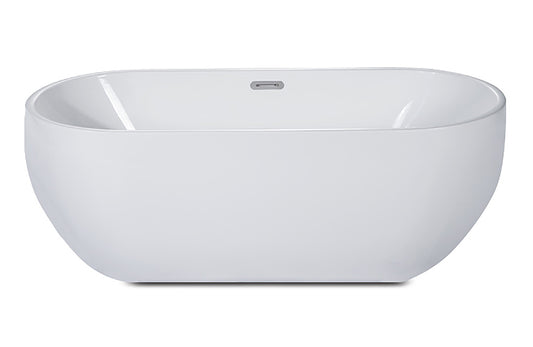 ALFI Brand - 59 inch White Oval Acrylic Free Standing Soaking Bathtub | AB8838