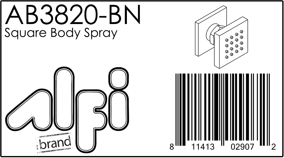 ALFI Brand - Brushed Nickel 2" Square Adjustable Shower Body Spray | AB3820-BN ALFI Brand - Brushed Nickel 2" Square Adjustable Shower Body Spray | AB3820-BN