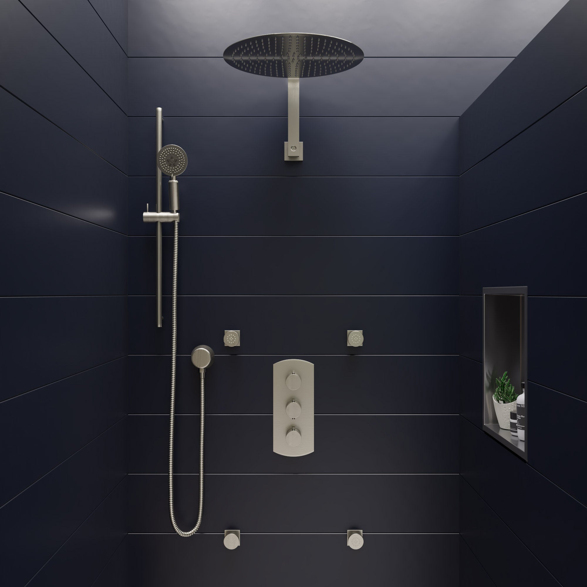 ALFI Brand - 16 x 16 Brushed Stainless Steel Square Single Shelf Bath Shower Niche | ABN1616-BSS ALFI Brand - 16 x 16 Brushed Stainless Steel Square Single Shelf Bath Shower Niche | ABN1616-BSS