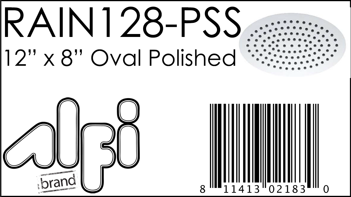 ALFI Brand - 12" Oval Polished Solid Stainless Steel Ultra Thin Rain Shower Head | RAIN128-PSS ALFI Brand - 12" Oval Polished Solid Stainless Steel Ultra Thin Rain Shower Head | RAIN128-PSS