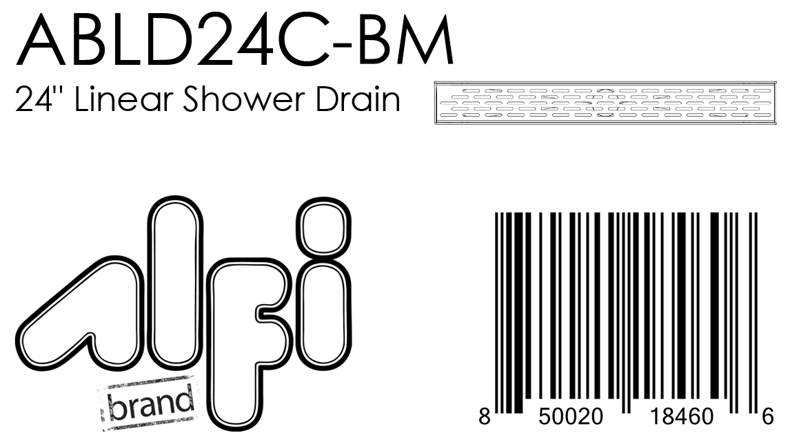 ALFI Brand - 24" Black Matte Stainless Steel Linear Shower Drain with Groove Holes | ABLD24C-BM ALFI Brand - 24" Black Matte Stainless Steel Linear Shower Drain with Groove Holes | ABLD24C-BM