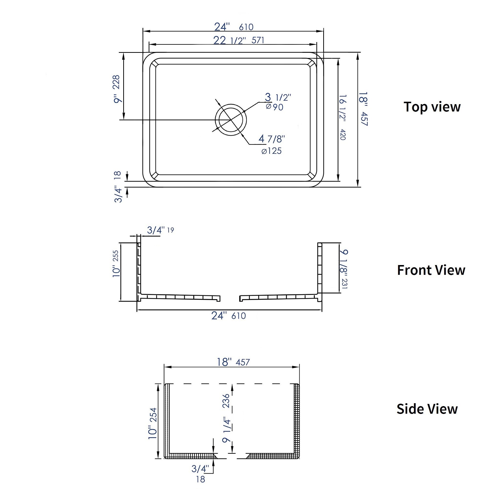 ALFI Brand - Gray Matte Smooth Apron 24" x 18" Single Bowl Fireclay Farm Sink | ABF2418-GM ALFI Brand - Gray Matte Smooth Apron 24" x 18" Single Bowl Fireclay Farm Sink | ABF2418-GM