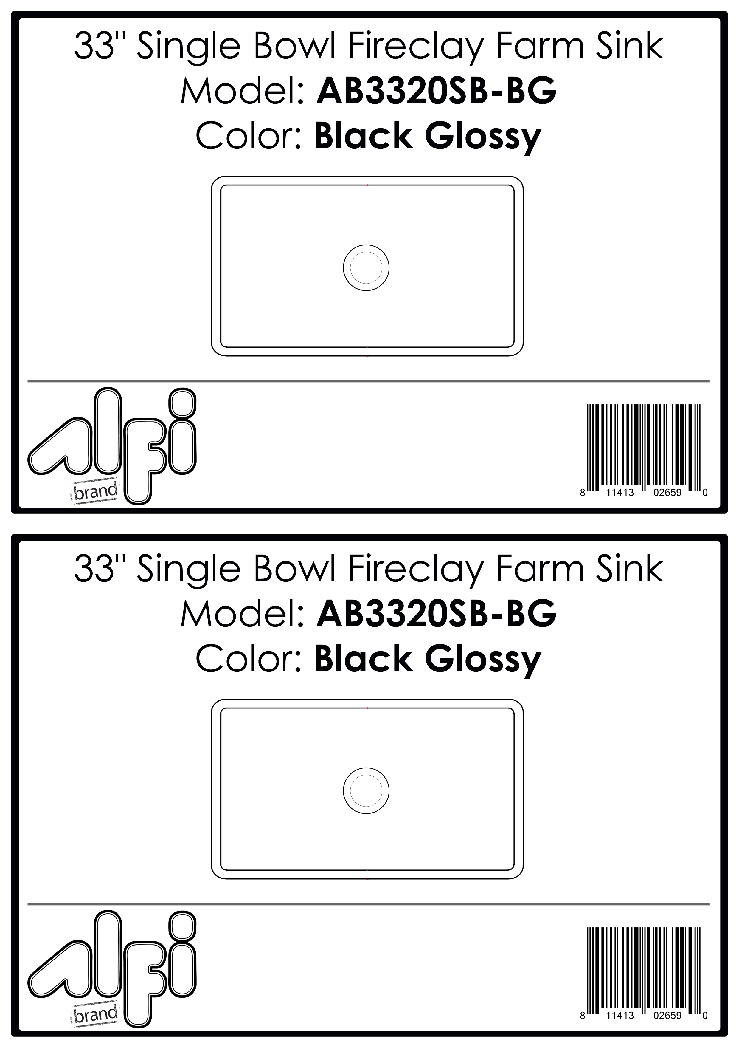 ALFI Brand - 33 inch Black Reversible Single Fireclay Farmhouse Kitchen Sink | AB3320SB-BG ALFI Brand - 33 inch Black Reversible Single Fireclay Farmhouse Kitchen Sink | AB3320SB-BG