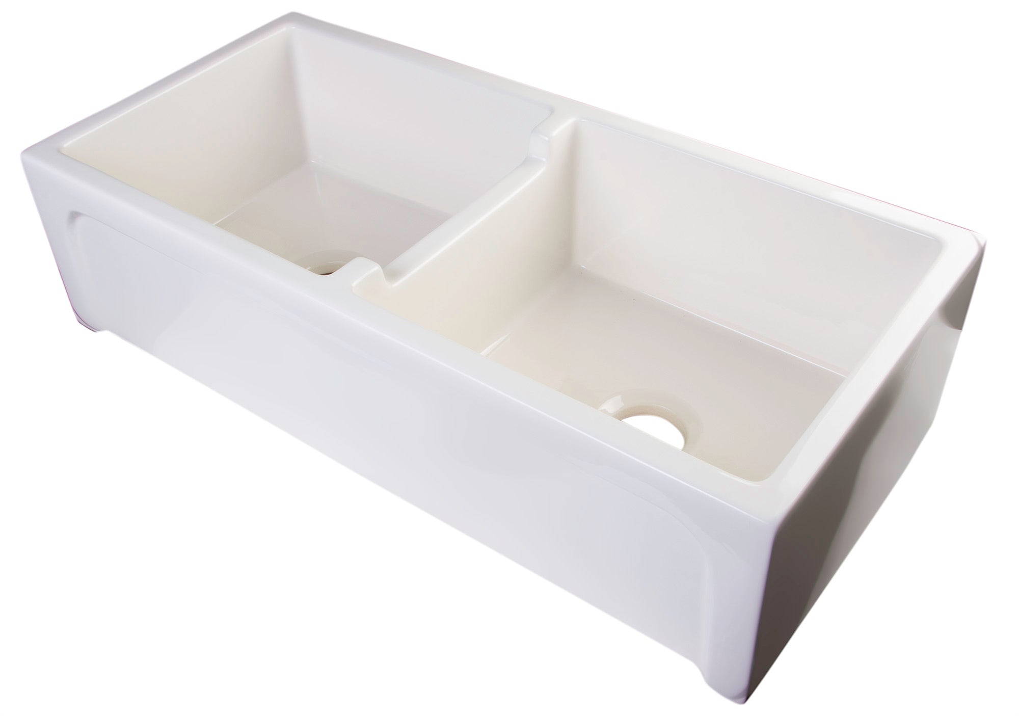 ALFI Brand - 39" Biscuit Arched Apron Thick Wall Fireclay Double Bowl Farm Sink | AB3918ARCH-B ALFI Brand - 39" Biscuit Arched Apron Thick Wall Fireclay Double Bowl Farm Sink | AB3918ARCH-B
