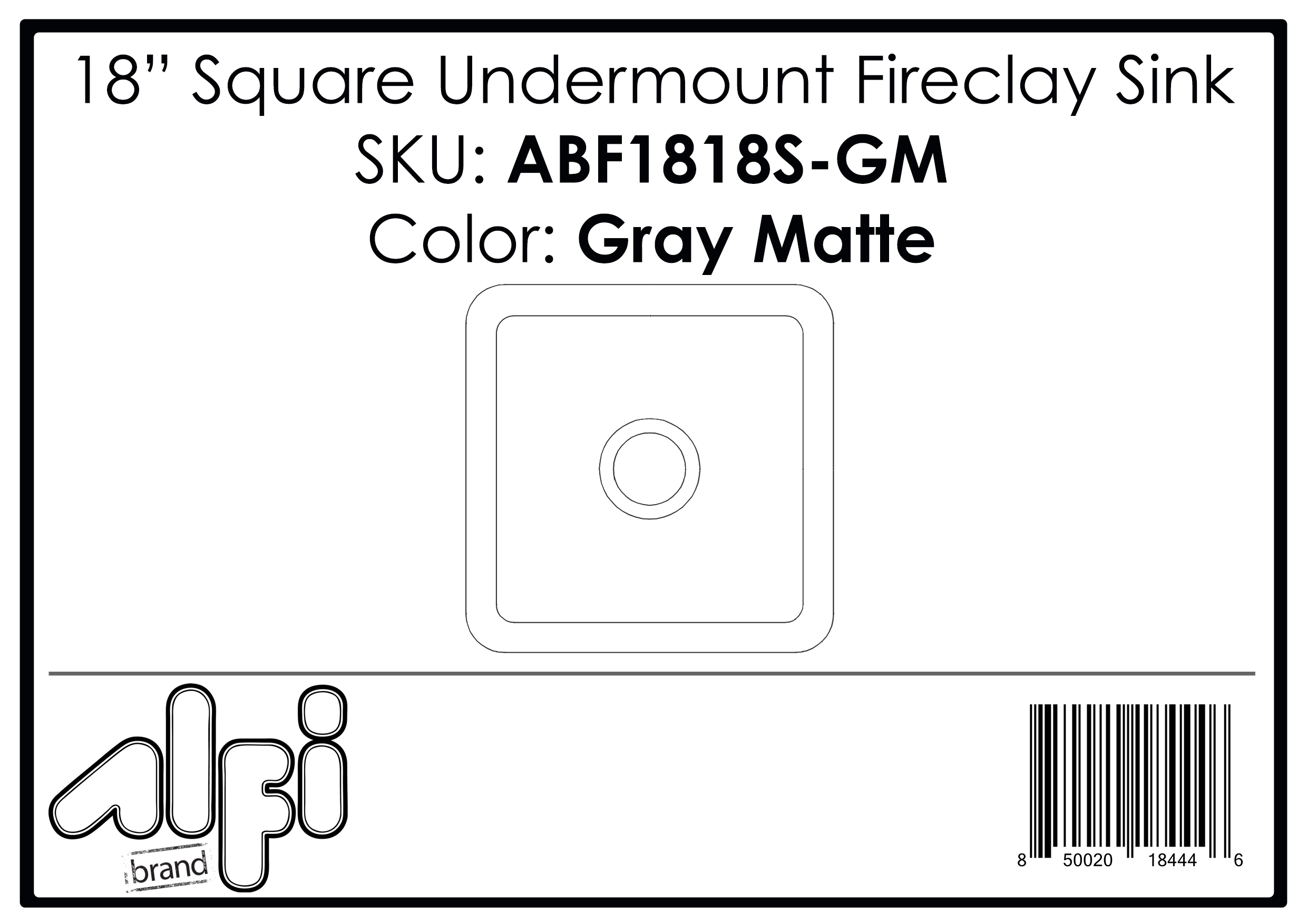 ALFI Brand - Gray Matte Square 18" x 18" Undermount / Drop In Fireclay Prep Sink | ABF1818S-GM ALFI Brand - Gray Matte Square 18" x 18" Undermount / Drop In Fireclay Prep Sink | ABF1818S-GM