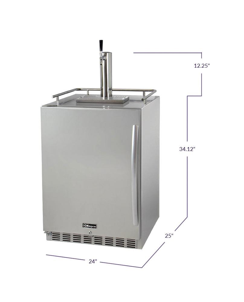 Kegco Beer Refrigeration 24" Wide All Stainless Steel Outdoor Built-In Left Hinge Kegerator with Kit Kegco Beer Refrigeration 24" Wide All Stainless Steel Outdoor Built-In Left Hinge Kegerator with Kit