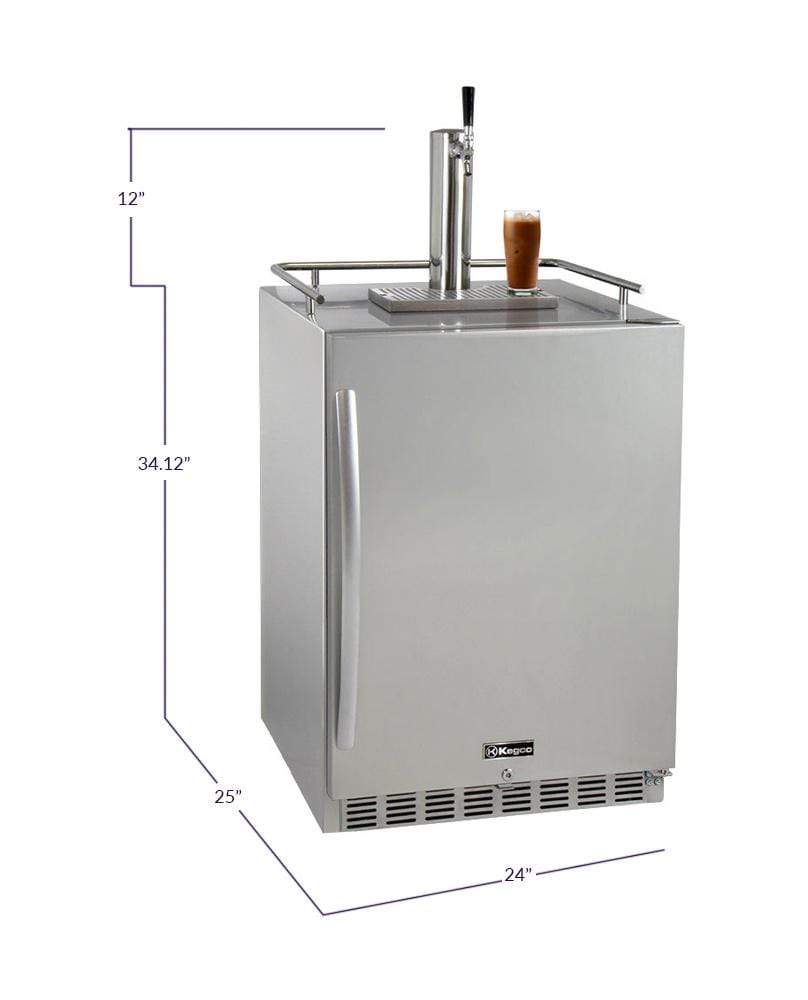 Kegco Beer Refrigeration 24" Wide Cold Brew Coffee Tap All Stainless Steel Outdoor Built-In Right Hinge Kegerator Kegco Beer Refrigeration 24" Wide Cold Brew Coffee Tap All Stainless Steel Outdoor Built-In Right Hinge Kegerator
