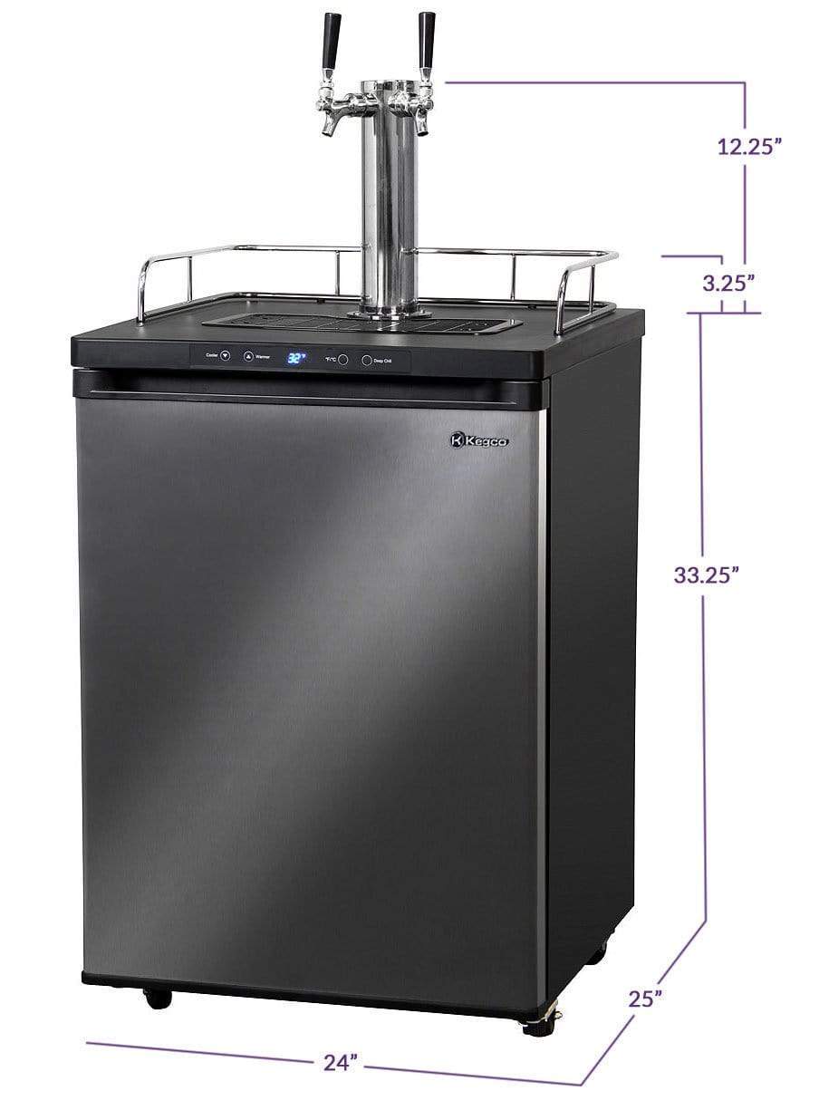 Kegco Beer Refrigeration 24" Wide Kombucha Tap Black Stainless Steel Kegerator Kegco Beer Refrigeration 24" Wide Kombucha Tap Black Stainless Steel Kegerator