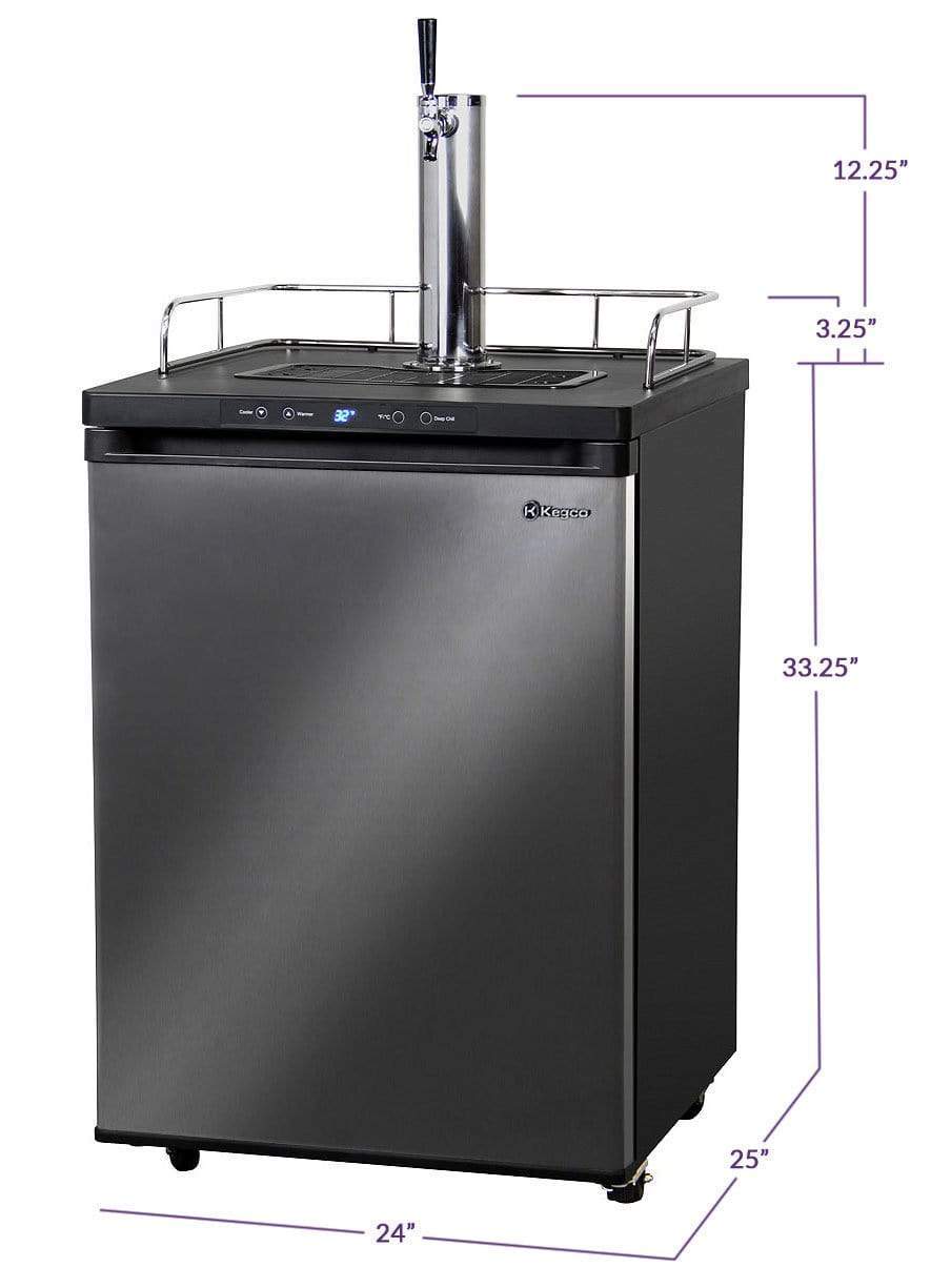 Kegco Beer Refrigeration 24" Wide Kombucha Tap Black Stainless Steel Kegerator Kegco Beer Refrigeration 24" Wide Kombucha Tap Black Stainless Steel Kegerator