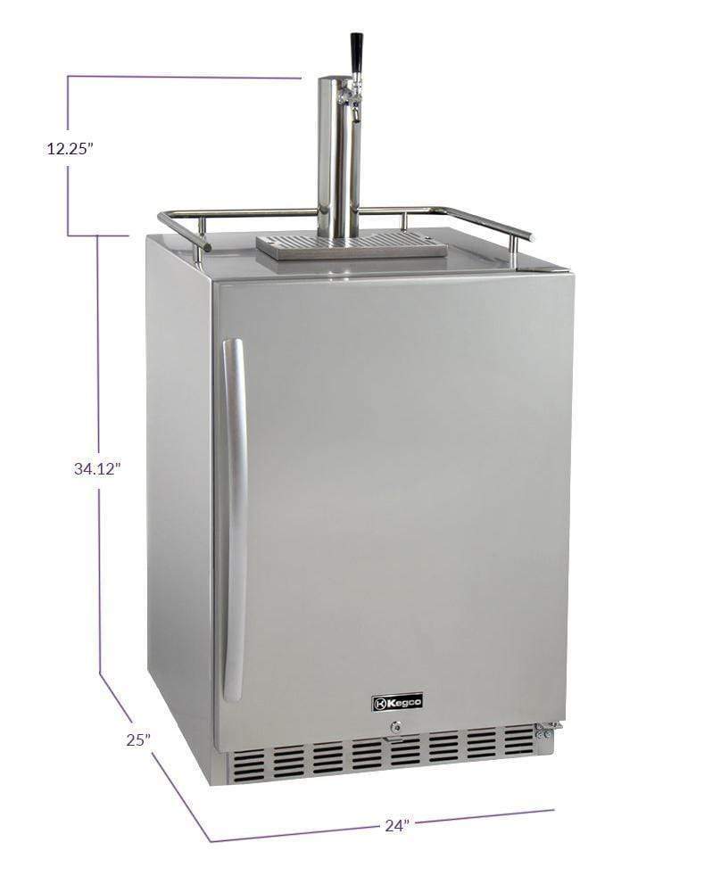 Kegco Beer Refrigeration 24" Wide Tap All Stainless Steel Outdoor Built-In Right Hinge Kegerator with Kit Kegco Beer Refrigeration 24" Wide Tap All Stainless Steel Outdoor Built-In Right Hinge Kegerator with Kit
