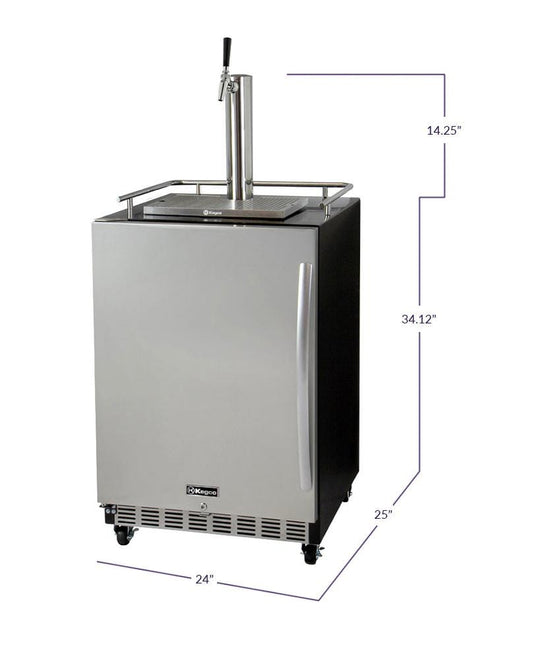 Kegco Beer Refrigeration 24" Wide Tap Stainless Steel Commercial Built-In Left Hinge Kegerator with Kit