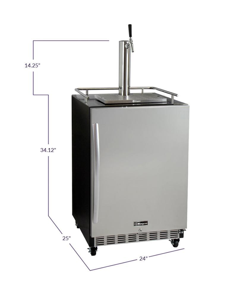 Kegco Beer Refrigeration 24" Wide Tap Stainless Steel Commercial Built-In Right Hinge Digital Kegerator with Kit Kegco Beer Refrigeration 24" Wide Tap Stainless Steel Commercial Built-In Right Hinge Digital Kegerator with Kit