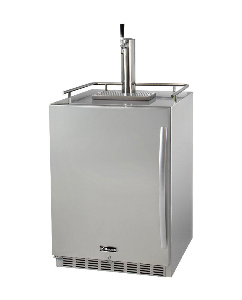 Kegco Beer Refrigeration Single Tap 24" Wide All Stainless Steel Outdoor Built-In Left Hinge Kegerator with Kit Kegco Beer Refrigeration Single Tap 24" Wide All Stainless Steel Outdoor Built-In Left Hinge Kegerator with Kit