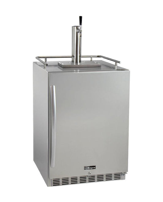 Kegco Beer Refrigeration Single Tap 24" Wide Tap All Stainless Steel Outdoor Built-In Right Hinge Kegerator with Kit