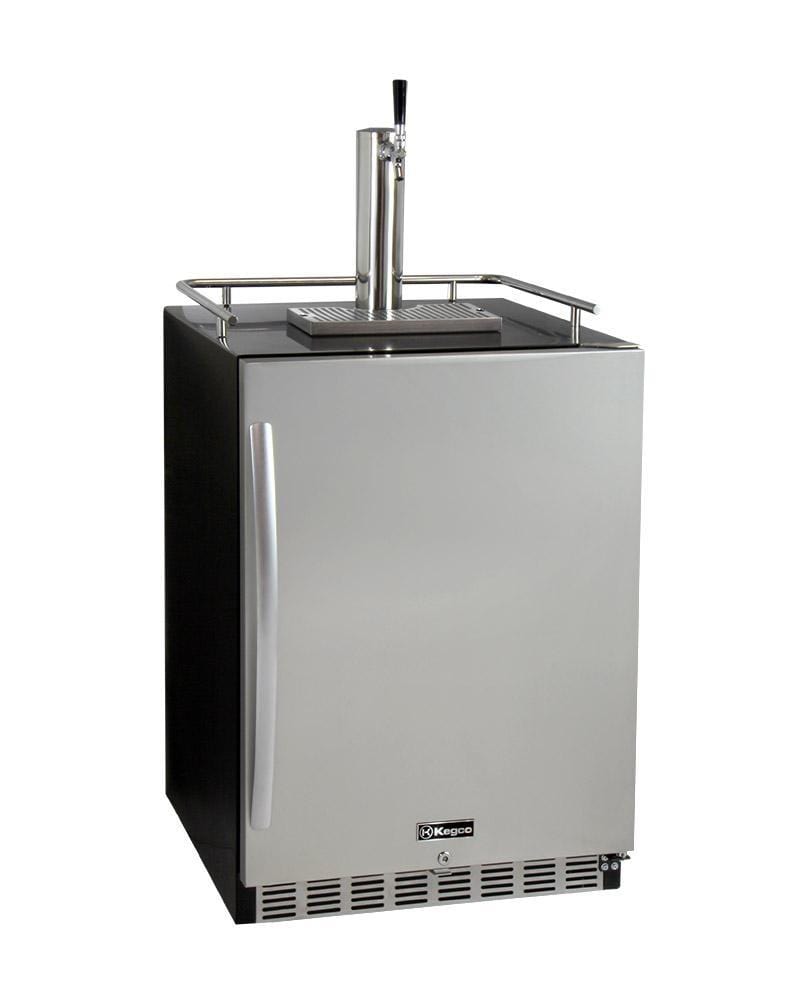 Kegco Beer Refrigeration Single Tap 24" Wide Tap Stainless Steel Built-In Right Hinge Kegerator with Kit Kegco Beer Refrigeration Single Tap 24" Wide Tap Stainless Steel Built-In Right Hinge Kegerator with Kit