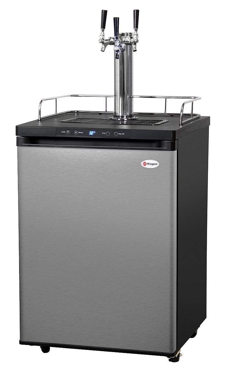 Kegco Beer Refrigeration Triple Tap 24" Wide Homebrew Tap Stainless Steel Digital Kegerator -HBK309S-1NK Kegco Beer Refrigeration Triple Tap 24" Wide Homebrew Tap Stainless Steel Digital Kegerator -HBK309S-1NK