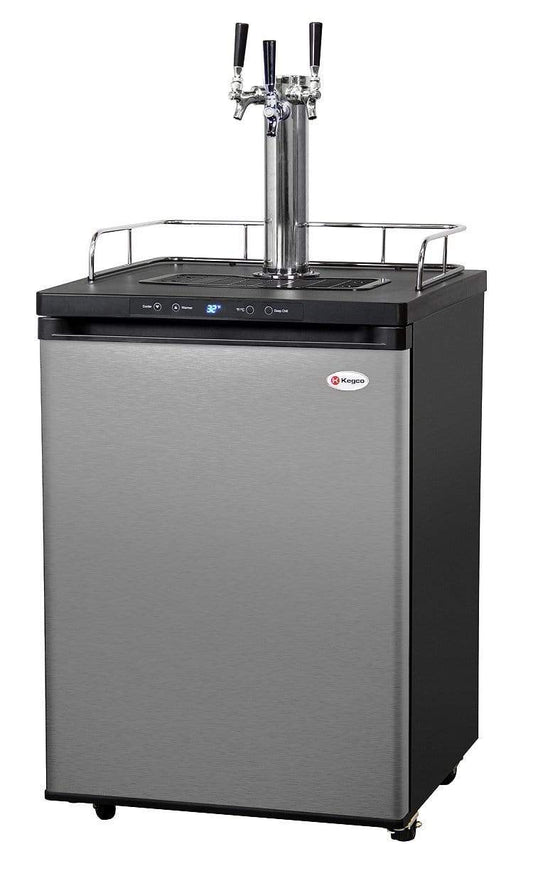 Kegco Beer Refrigeration Triple Tap 24" Wide Homebrew Tap Stainless Steel Digital Kegerator -HBK309S-1NK