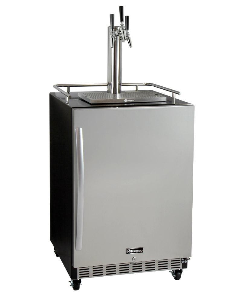 Kegco Beer Refrigeration Triple Tap 24" Wide Tap Stainless Steel Commercial Built-In Right Hinge Digital Kegerator with Kit Kegco Beer Refrigeration Triple Tap 24" Wide Tap Stainless Steel Commercial Built-In Right Hinge Digital Kegerator with Kit