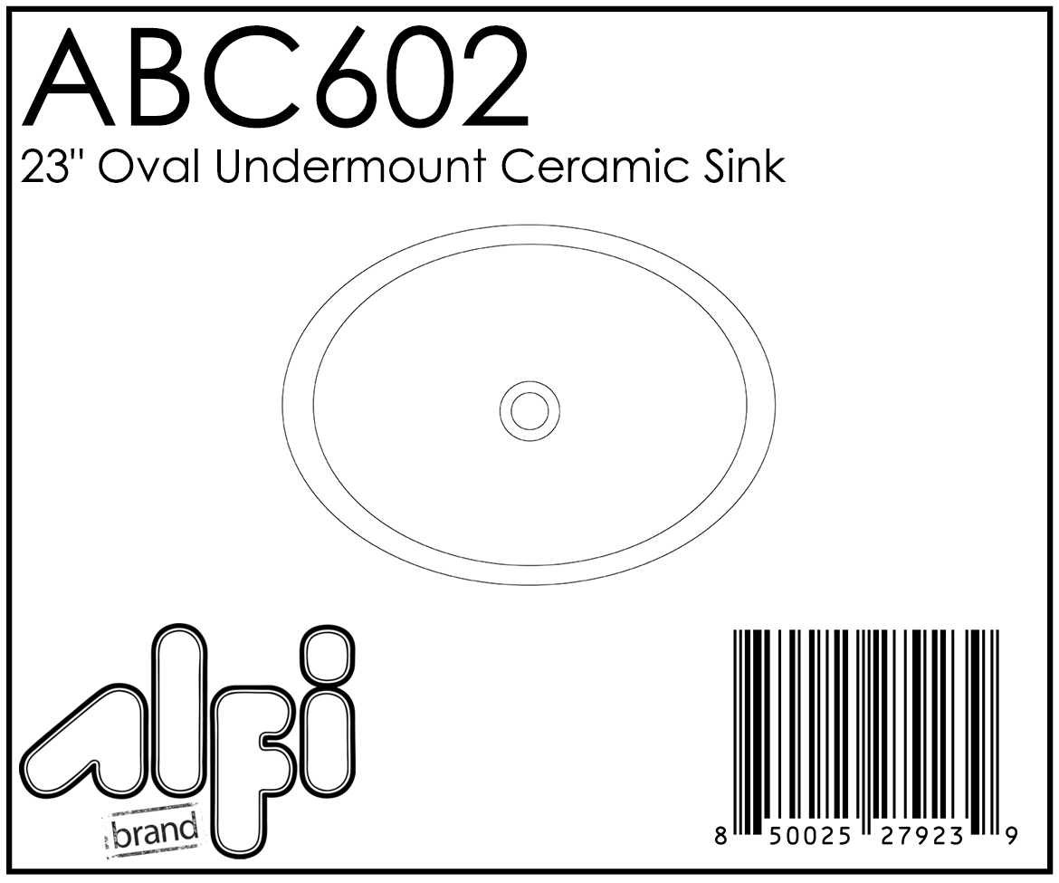 ALFI Brand - White 23" Oval Undermount Ceramic Sink | ABC602 ALFI Brand - White 23" Oval Undermount Ceramic Sink | ABC602