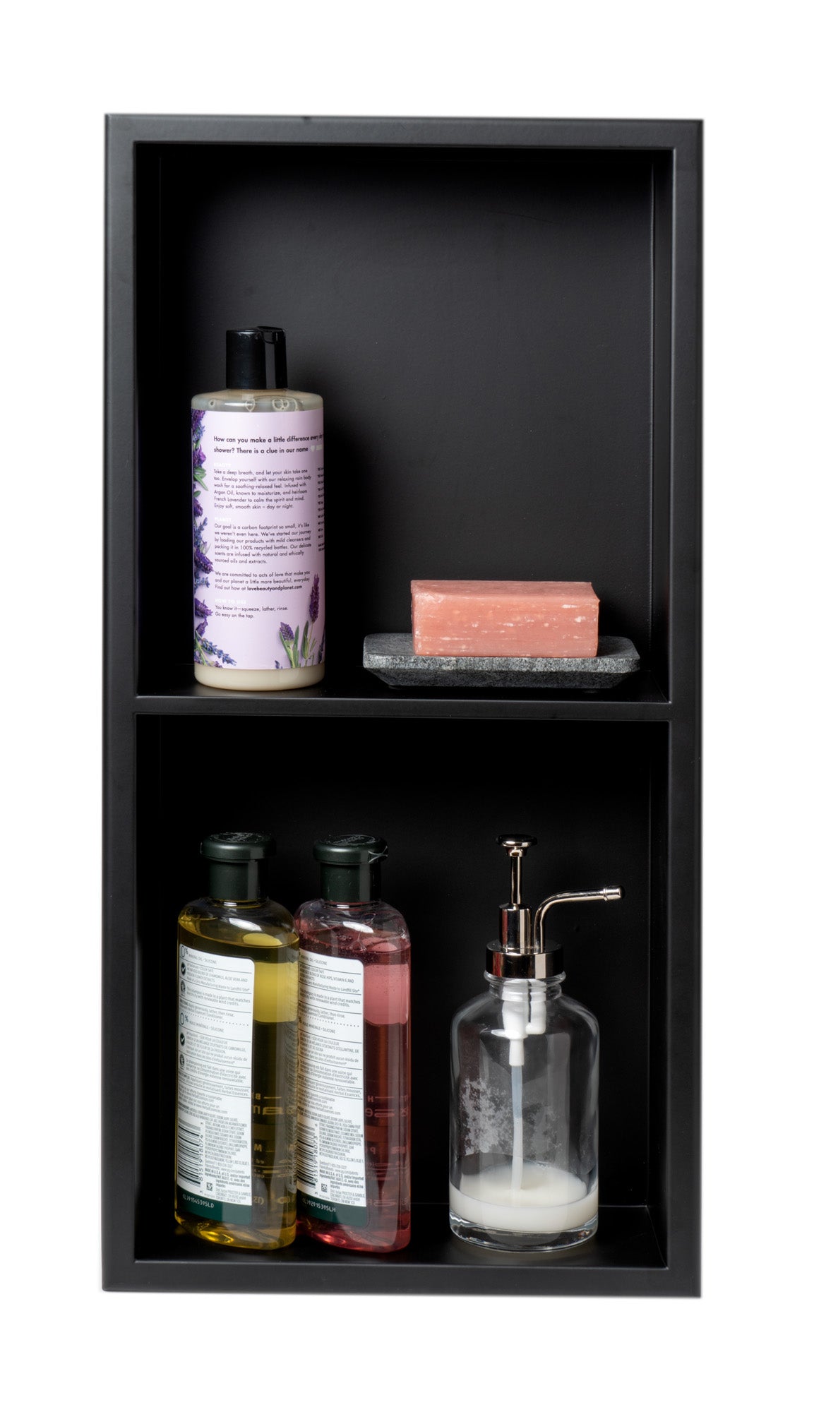 ALFI Brand - 12 x 24 Black Matte Stainless Steel Vertical Double Shelf Bath Shower Niche | ABNC1224-BLA ALFI Brand - 12 x 24 Black Matte Stainless Steel Vertical Double Shelf Bath Shower Niche | ABNC1224-BLA
