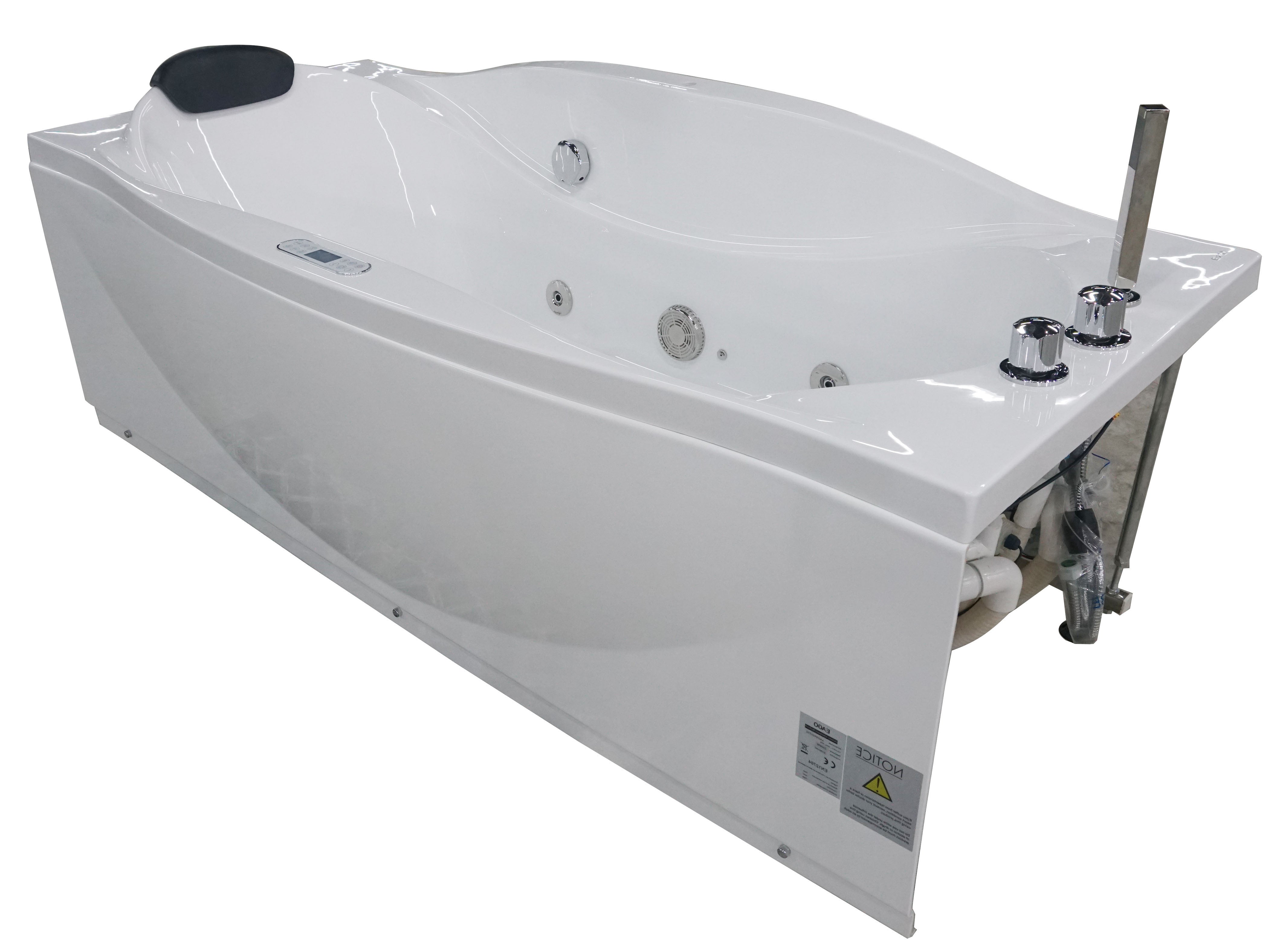 EAGO - 6 ft Right Drain Acrylic White Whirlpool Bathtub w Fixtures | AM189ETL-R EAGO - 6 ft Right Drain Acrylic White Whirlpool Bathtub w Fixtures | AM189ETL-R
