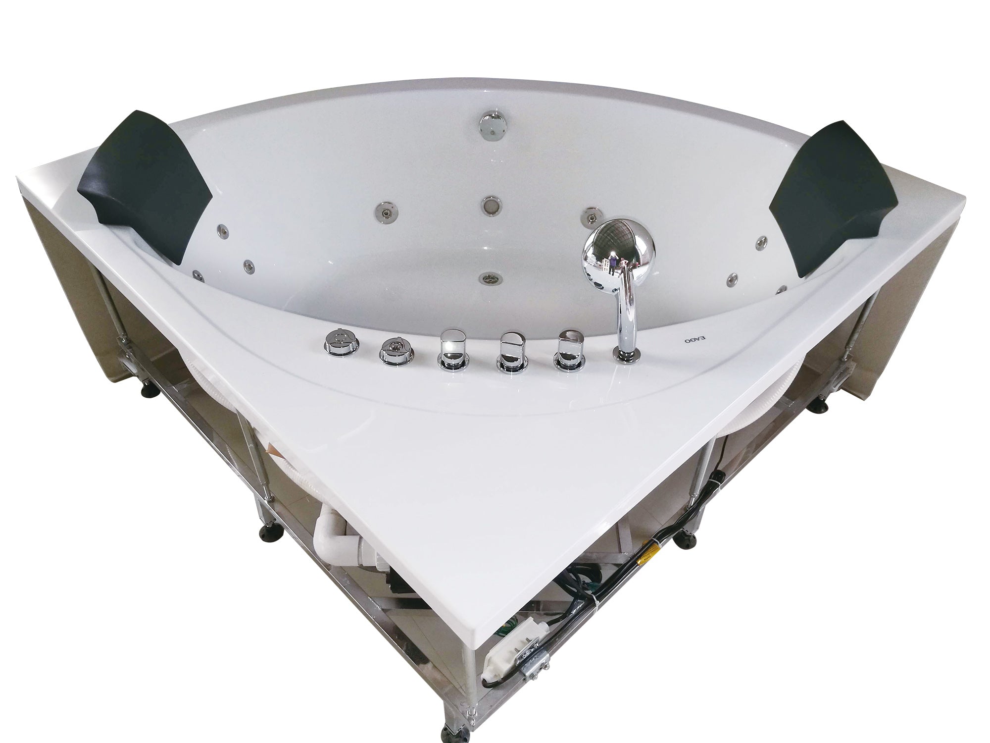 EAGO - 5' Rounded Modern Double Seat Corner Whirlpool Bath Tub with Fixtures | AM200 EAGO - 5' Rounded Modern Double Seat Corner Whirlpool Bath Tub with Fixtures | AM200