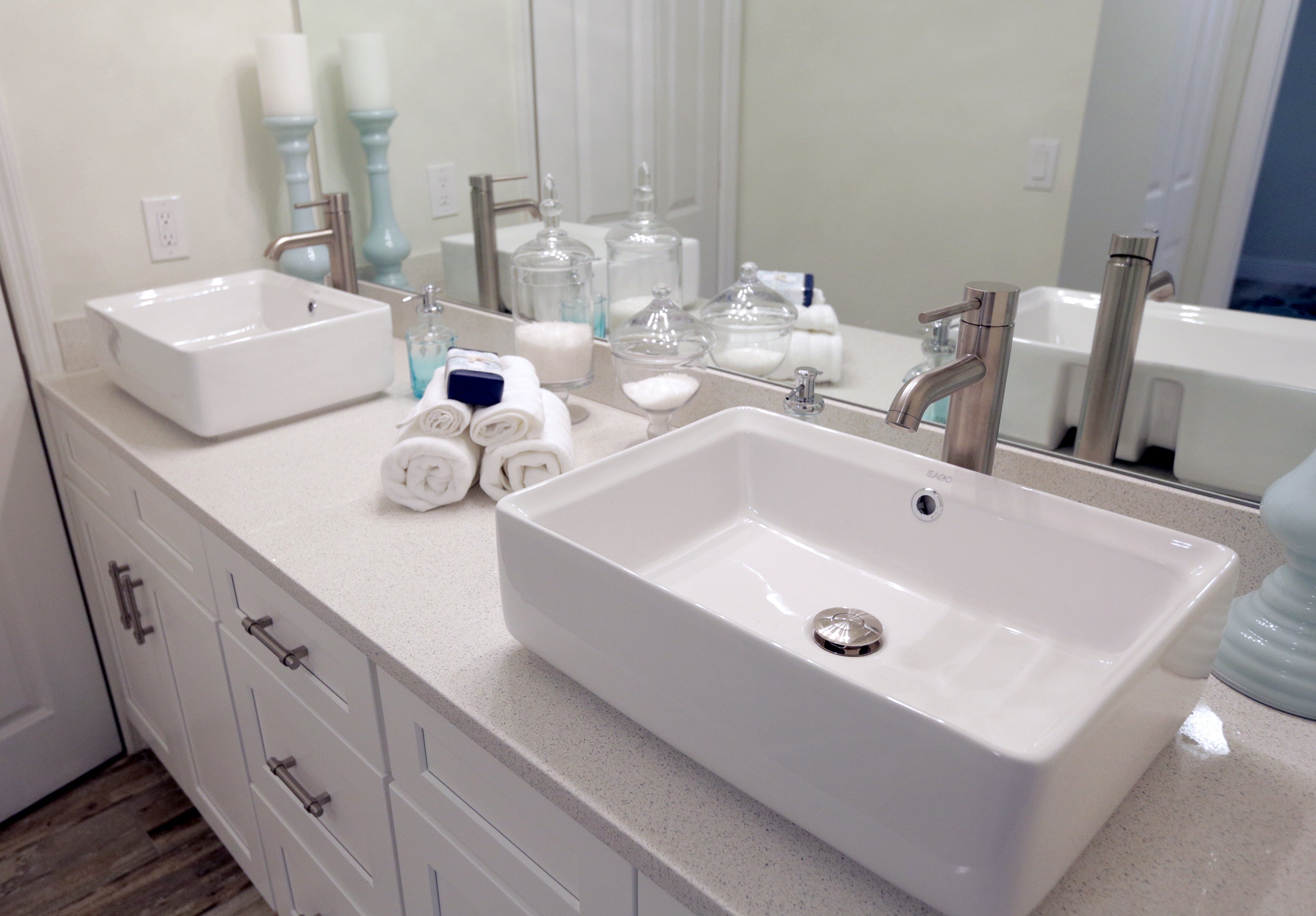 EAGO - 20" RECTANGULAR CERAMIC ABOVE MOUNT BASIN VESSEL SINK | BA131 EAGO - 20" RECTANGULAR CERAMIC ABOVE MOUNT BASIN VESSEL SINK | BA131
