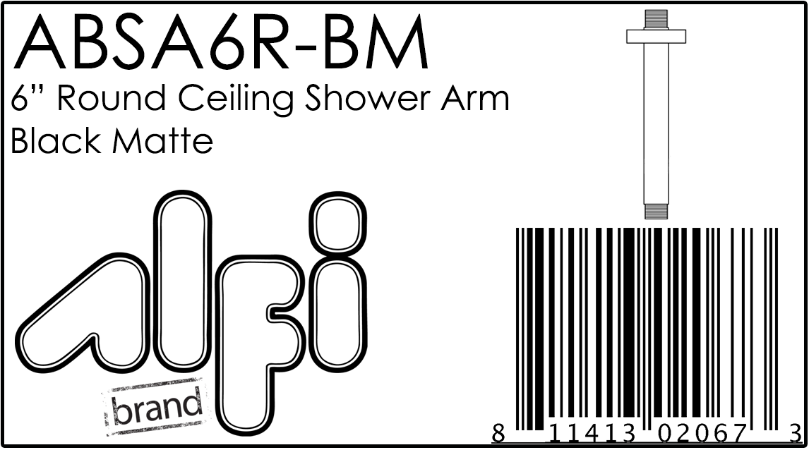 ALFI Brand - Black Matte 6" Round Ceiling Shower Arm | ABSA6R-BM ALFI Brand - Black Matte 6" Round Ceiling Shower Arm | ABSA6R-BM
