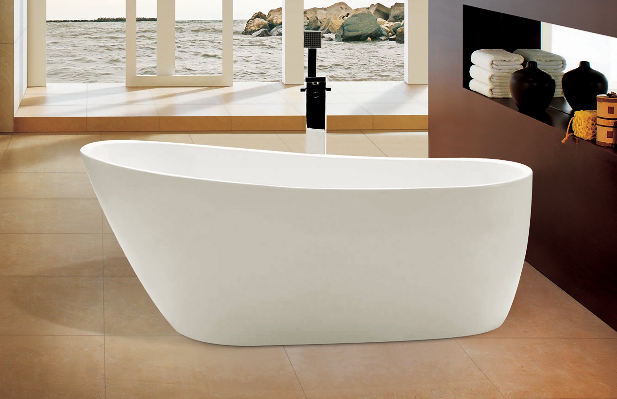ALFI Brand - 68 inch White Oval Acrylic Free Standing Soaking Bathtub | AB8826 ALFI Brand - 68 inch White Oval Acrylic Free Standing Soaking Bathtub | AB8826