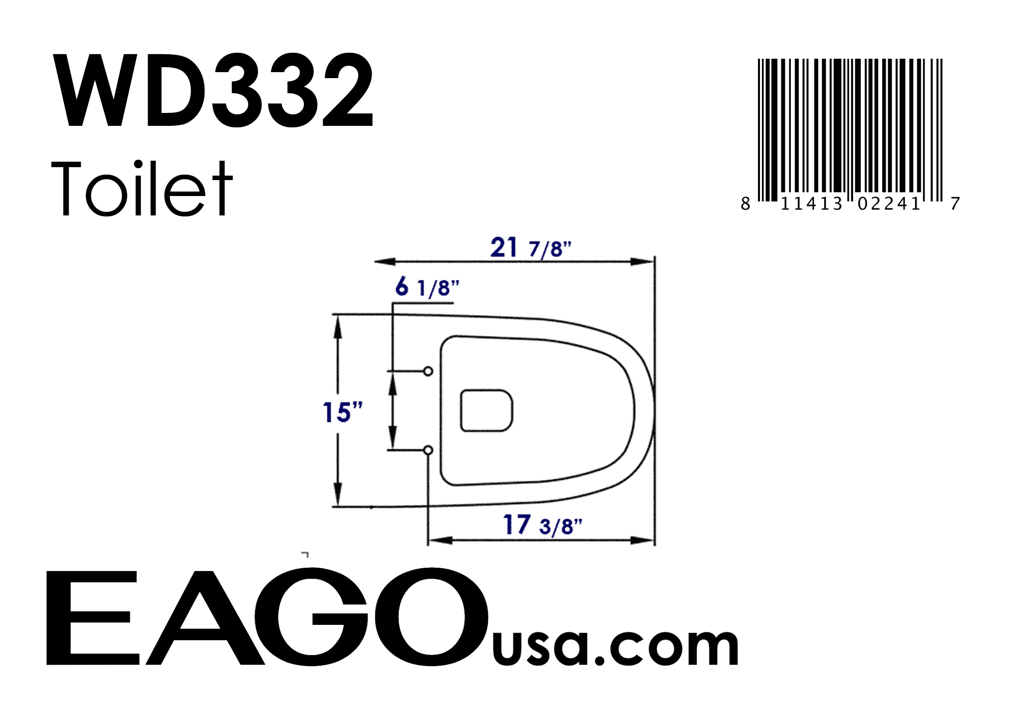 EAGO - Round Modern Wall Mount Dual Flush Toilet Bowl | WD332 EAGO - Round Modern Wall Mount Dual Flush Toilet Bowl | WD332