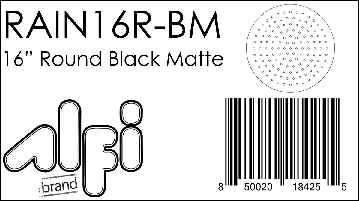 ALFI Brand - Matte Black Stainless Steel 16" Round Ultra-Thin Rain Shower Head | RAIN16R-BM ALFI Brand - Matte Black Stainless Steel 16" Round Ultra-Thin Rain Shower Head | RAIN16R-BM