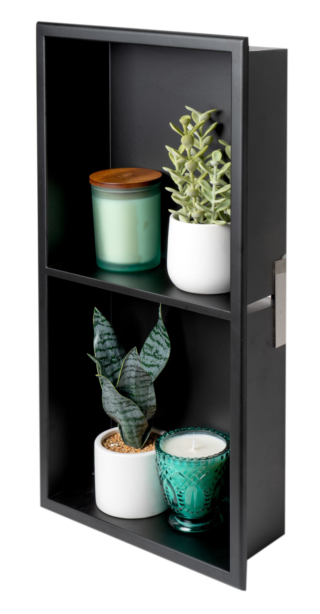ALFI Brand - 12 x 24 Black Matte Stainless Steel Vertical Double Shelf Bath Shower Niche | ABNC1224-BLA ALFI Brand - 12 x 24 Black Matte Stainless Steel Vertical Double Shelf Bath Shower Niche | ABNC1224-BLA