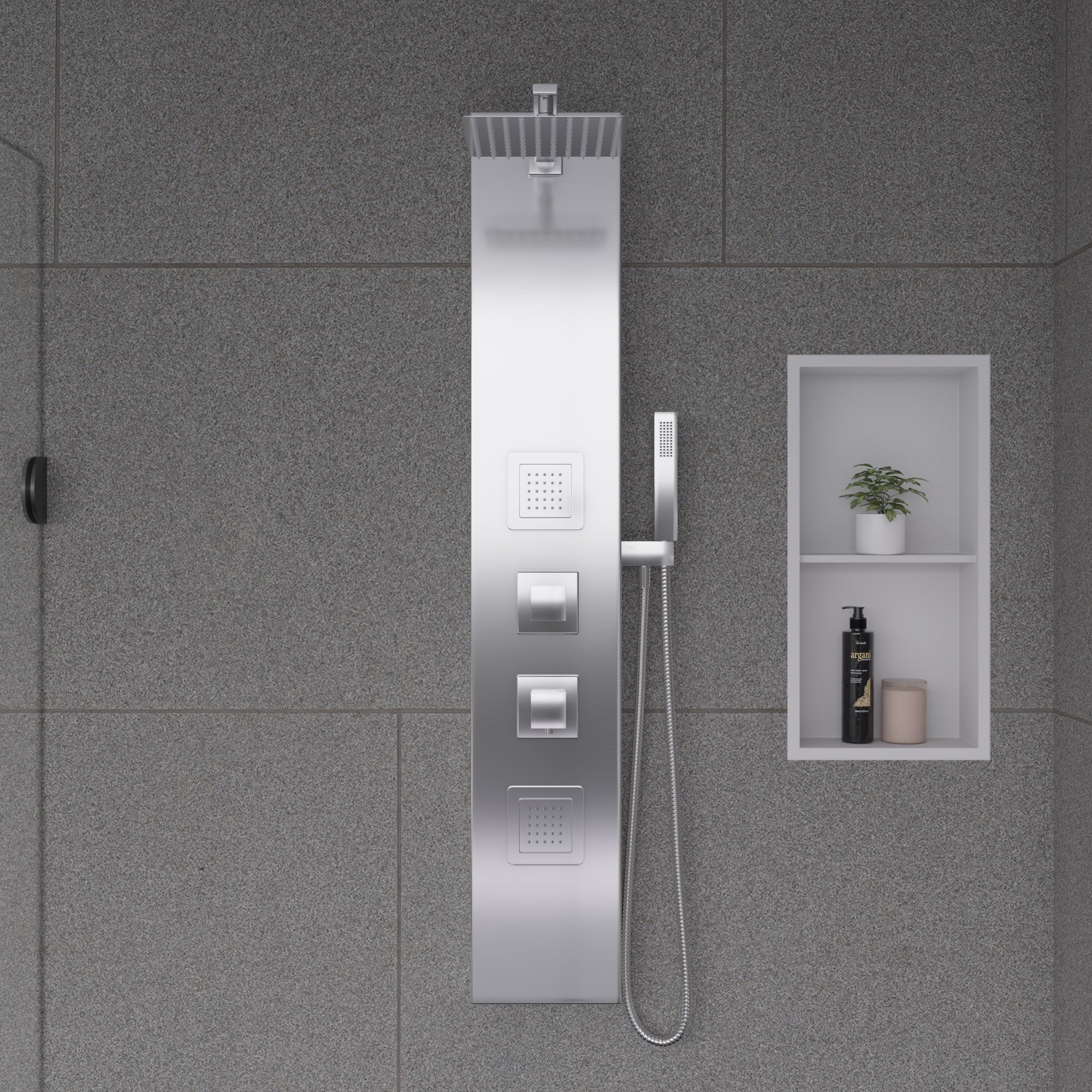 ALFI Brand - 12 x 24 White Matte Stainless Steel Vertical Double Shelf Bath Shower Niche | ABNC1224-W ALFI Brand - 12 x 24 White Matte Stainless Steel Vertical Double Shelf Bath Shower Niche | ABNC1224-W