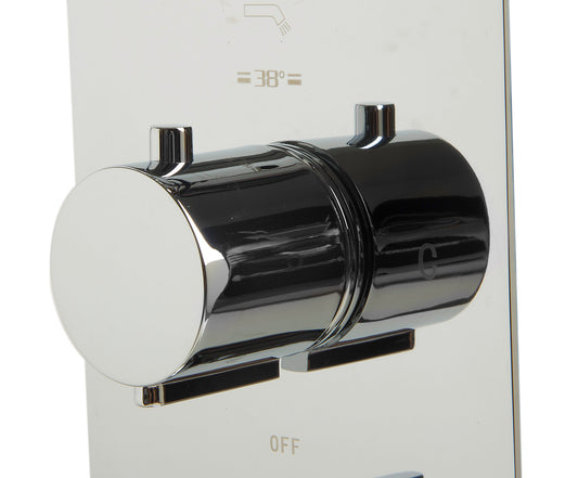 ALFI Brand - Polished Chrome Concealed 4-Way Thermostatic Valve Shower Mixer /w Round Knobs | AB4101-PC