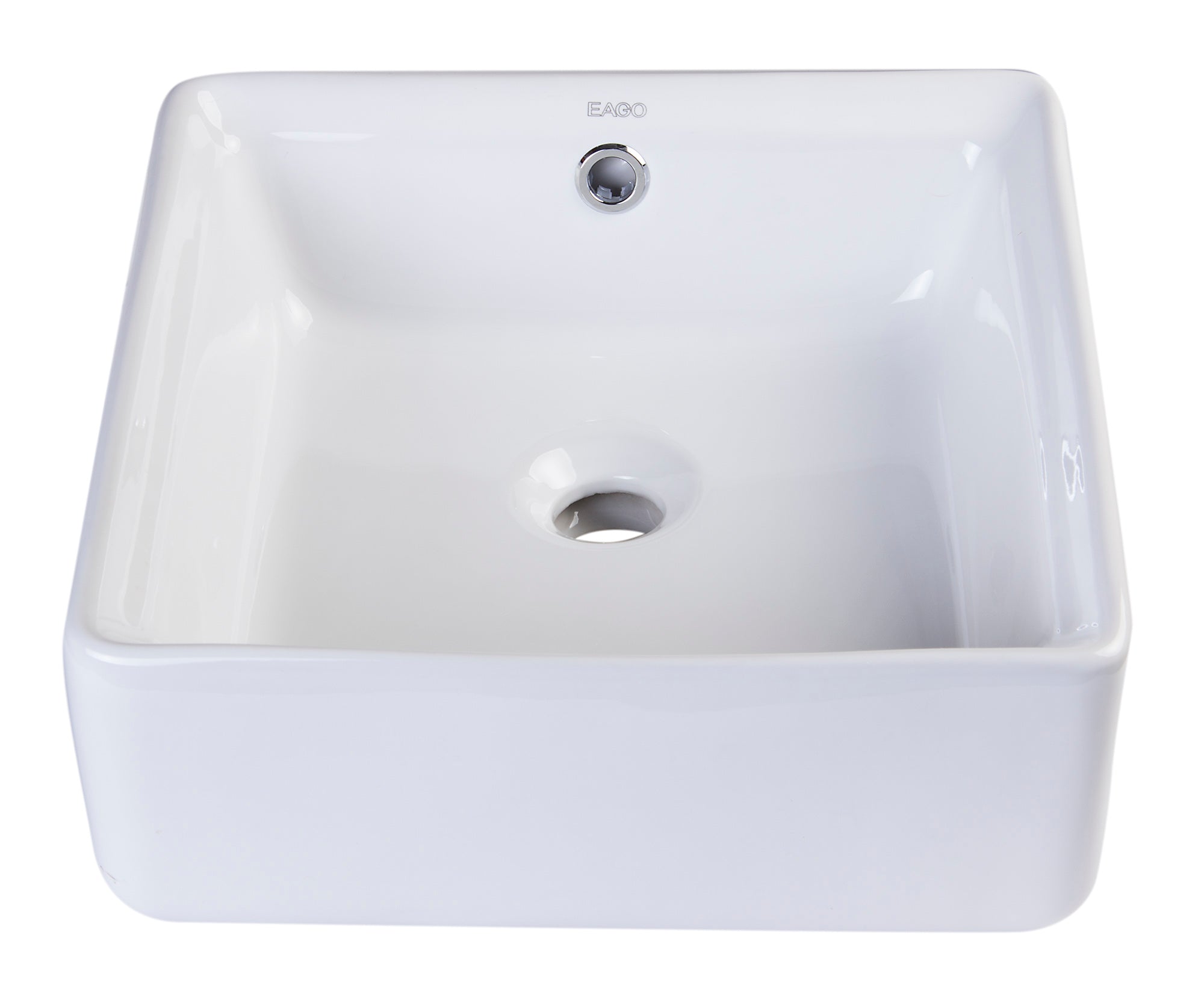 EAGO - 15" SQUARE CERAMIC ABOVE MOUNT BATHROOM BASIN VESSEL SINK | BA130 EAGO - 15" SQUARE CERAMIC ABOVE MOUNT BATHROOM BASIN VESSEL SINK | BA130