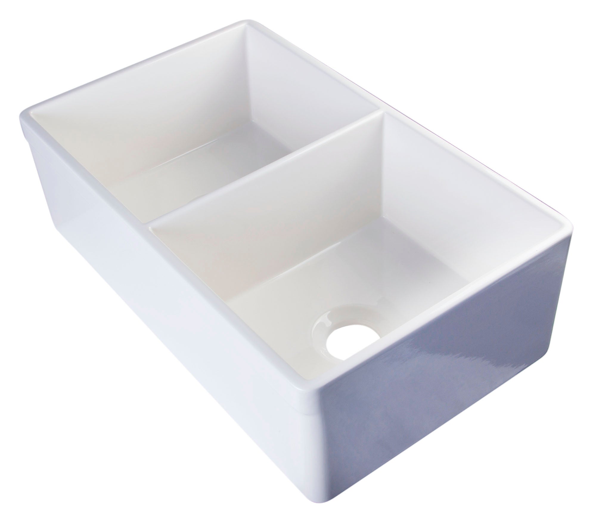 ALFI Brand - White 32" Decorative Lip Apron Double Bowl Fireclay Farmhouse Kitchen Sink | AB539-W ALFI Brand - White 32" Decorative Lip Apron Double Bowl Fireclay Farmhouse Kitchen Sink | AB539-W