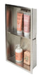 ALFI Brand - 12 x 24 Brushed Stainless Steel Vertical Double Shelf Bath Shower Niche | ABN1224-BSS