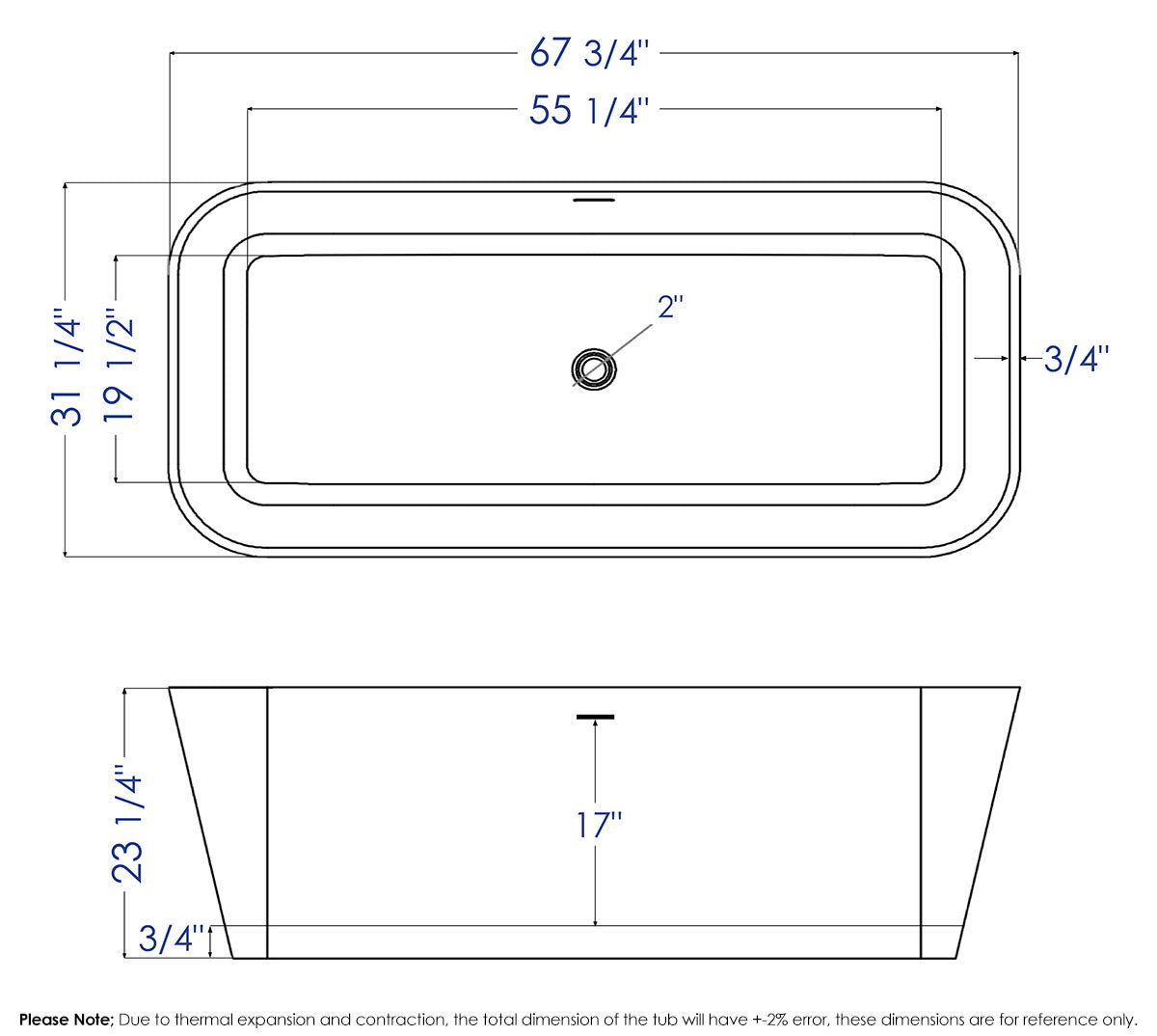 ALFI Brand - 67" Black & White Matte Rectangular Solid Surface Resin Soaking Bathtub | AB9952BM ALFI Brand - 67" Black & White Matte Rectangular Solid Surface Resin Soaking Bathtub | AB9952BM