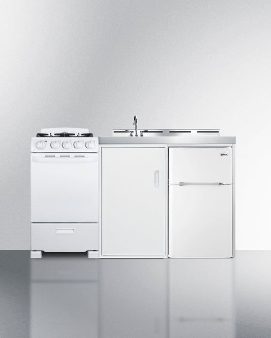 Summit - 60" Wide All-in-One Kitchenette with Gas Range