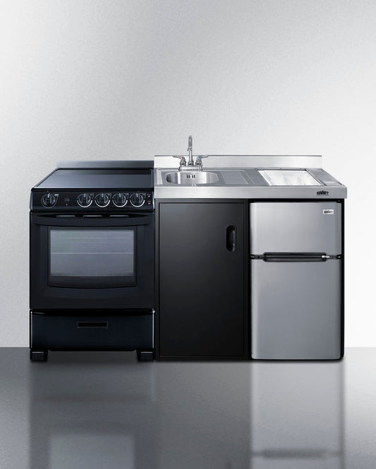 Summit - 63" Wide All-in-One Kitchenette with Electric Range