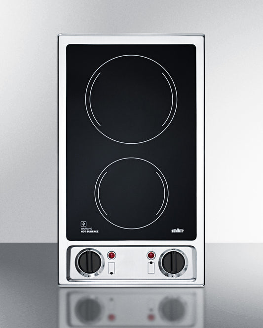 Summit - 12" Wide 115V 2-Burner Radiant Cooktop