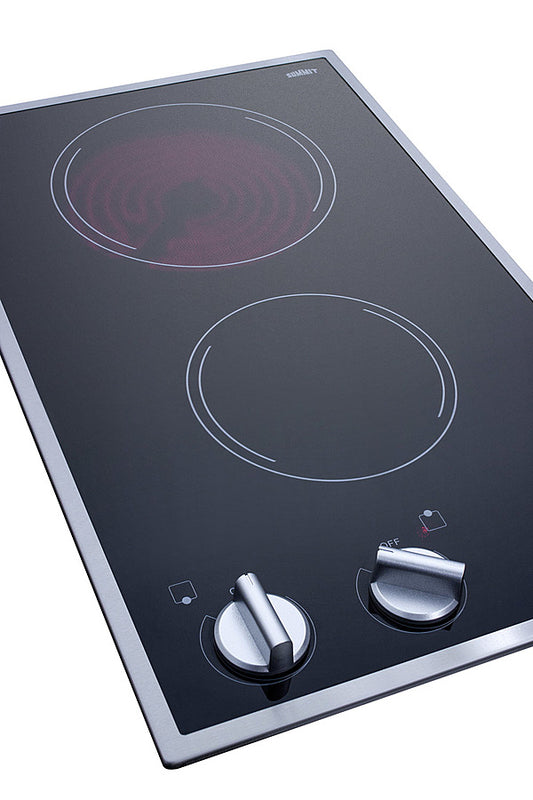 Summit - 12" Wide 220/240V 2-Burner Radiant Cooktop