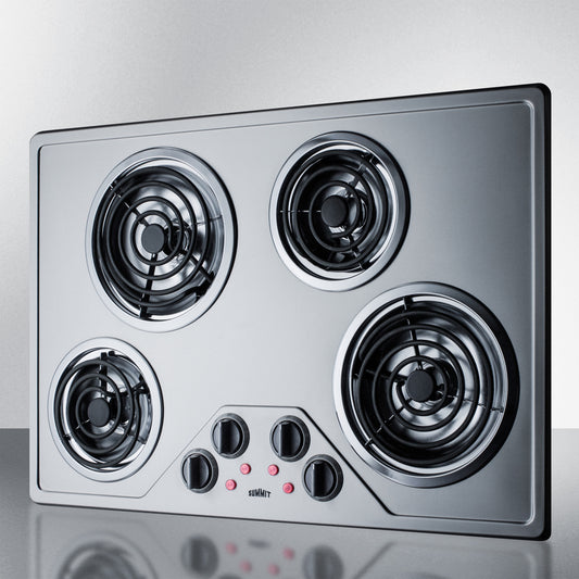 Summit - 30" Wide 230V 4-Burner Coil Cooktop